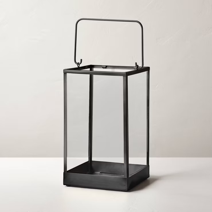 Square Metal & Glass Pillar Candle Lantern - Hearth & Hand™ with Magnolia | Target