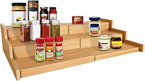 Expandable Spice Rack Organizer, 3 Tier Bamboo , Great for Kitchen Cabinet, Cupboard, Pantry and ... | Amazon (US)