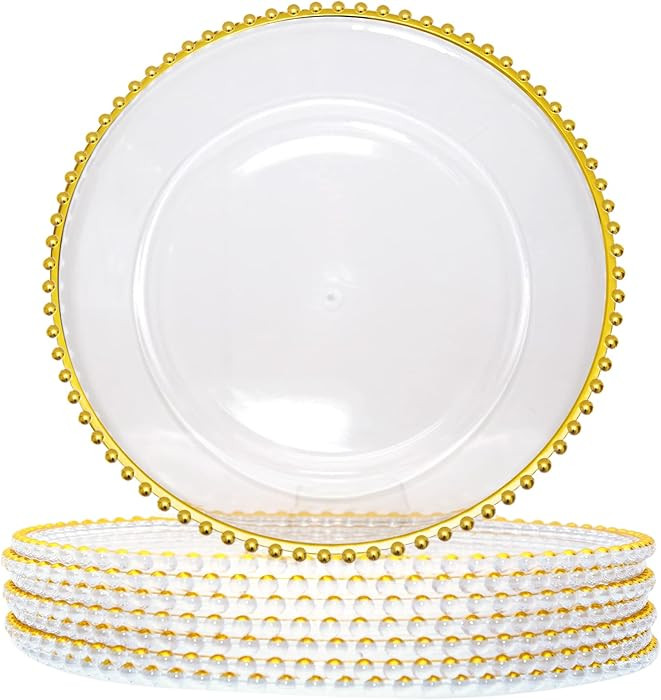 13-Inch Acrylic Clear Charger Plates Set of 10pcs - Elegant Decorative Dinner Plates for Wedding ... | Amazon (US)