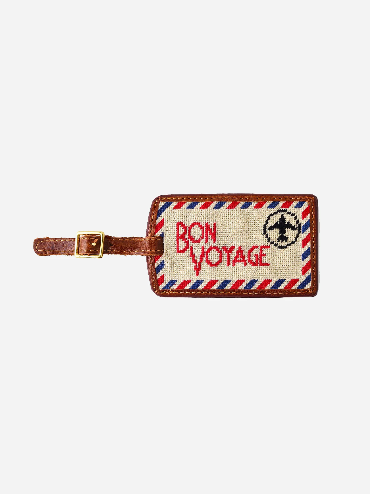 Smathers + Branson Bon Voyage Needlepoint Luggage Tag | Saint Bernard