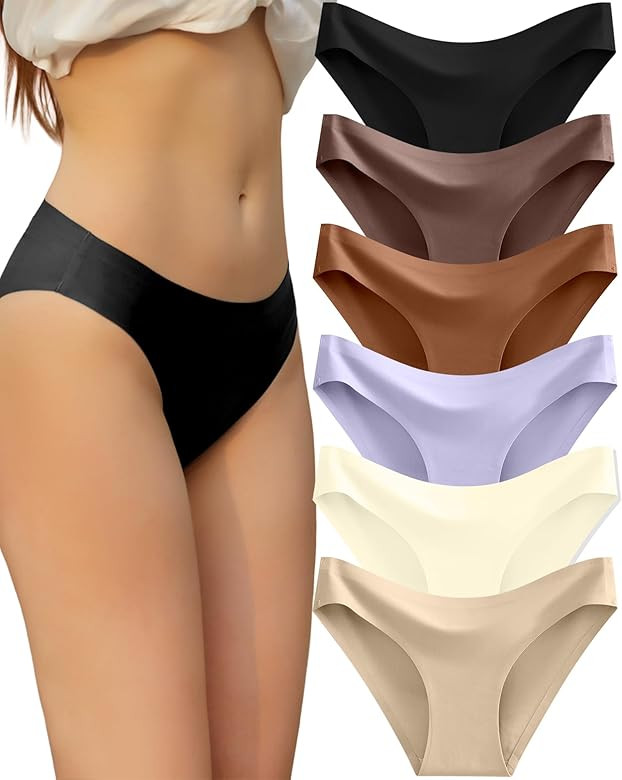 FINETOO 6 Pack Women’s Seamless Hipster Underwear No Show Panties Invisibles Briefs Soft Stretc... | Amazon (US)