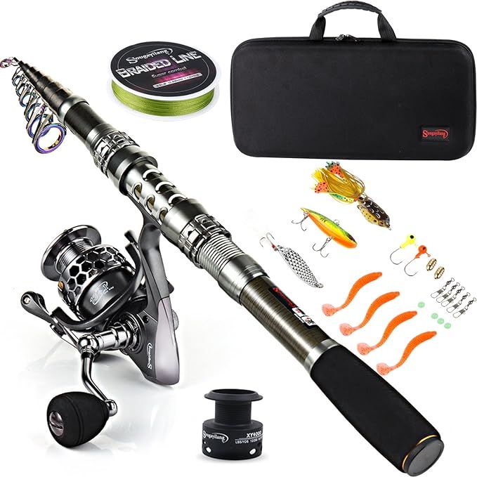 Sougayilang Fishing Rod Combos with Telescopic Fishing Pole Spinning Reels Fishing Carrier Bag fo... | Amazon (US)
