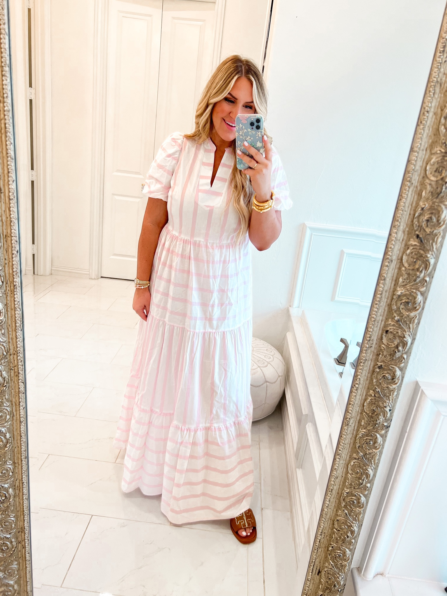 Wearing a medium! 60% off!
Tuckernuck dupe 
Pink stripe maxi 

#LTKsalealert #LTKunder50 #LTKstyletip