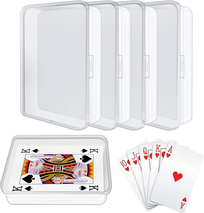 IOUKUKI 4 Pcs Blank Playing Card Cases, Clear Plastic Deck Box Holders for Game Cards & More | Amazon (US)