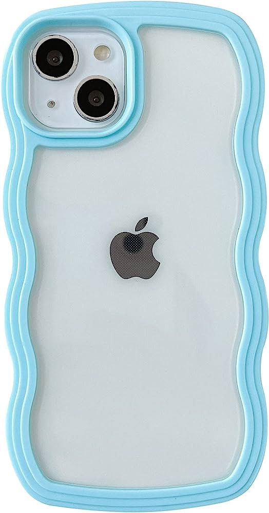 Caseative Cute Curly Wave Frame Shape Shockproof Soft Compatible with iPhone Case (Blue,iPhone 12... | Amazon (US)