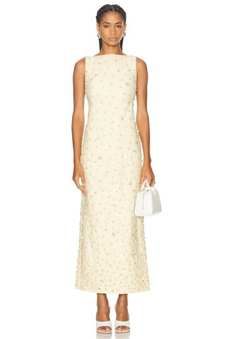 SIMKHAI Claudia Embellished Midi Dress in Yellow | FWRD 