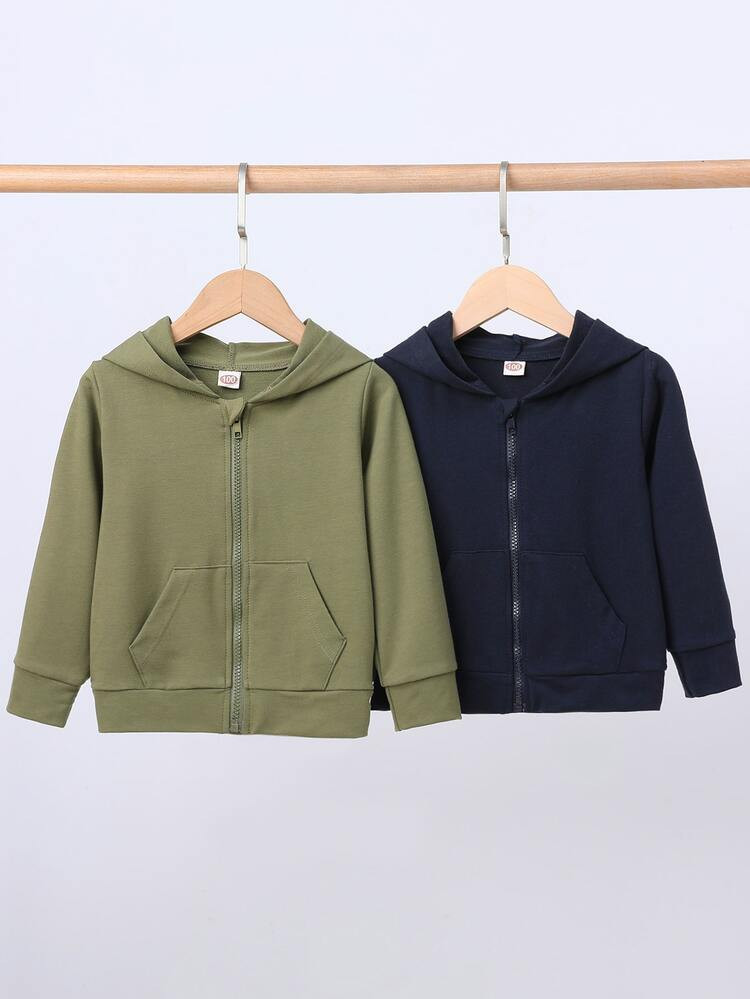 Toddler Boys 2pcs Solid Zipper Hoodie | SHEIN