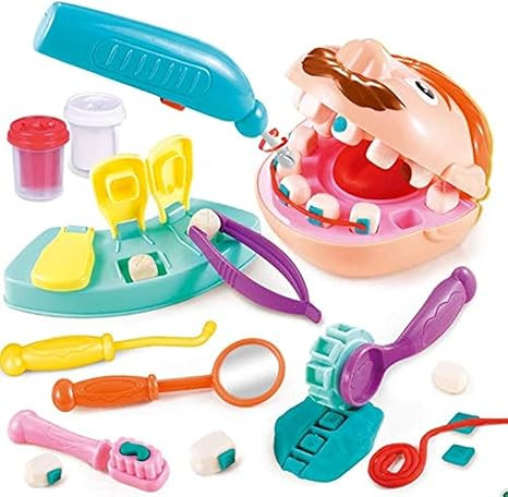 Kids Little Dentist Play Dough Set Toy Doctor Drill and Fill Playset Playdough Toy Set | Amazon (US)