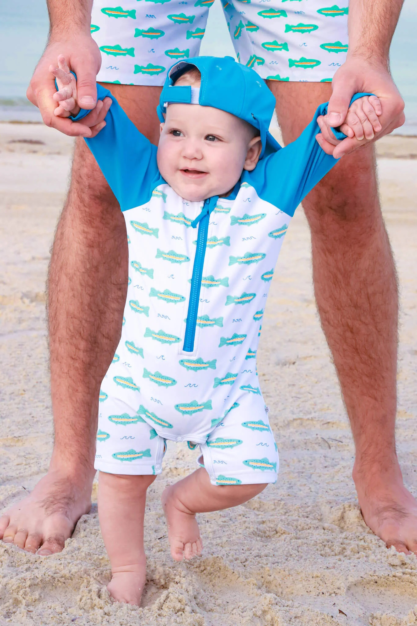 Long Sleeve Rash Guard Swim Romper Shortie | Tiny Trout | Caden Lane