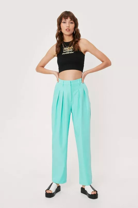 Pleated Tailored High Waisted Wide Leg Pants | Nasty Gal (US)