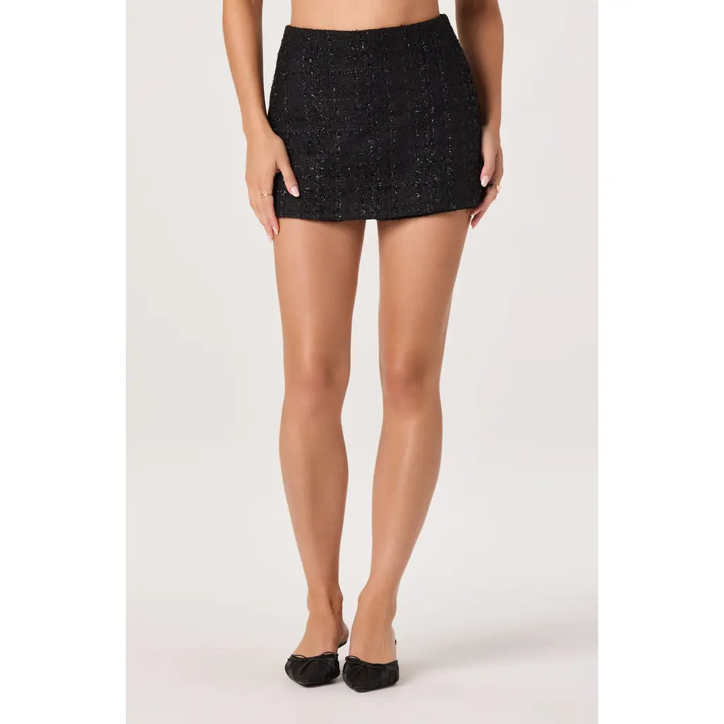 ASTR the Label Metallic Tweed Mini Skort in Black at Nordstrom, Size Small | Nordstrom