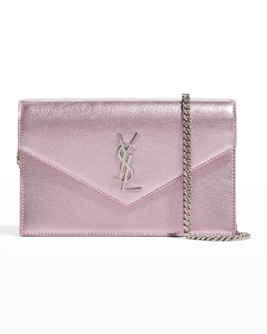 Saint Laurent YSL Metallic Envelope Flap Chain Wallet | Neiman Marcus