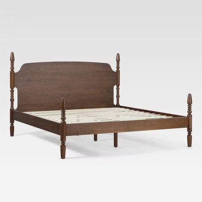 Traditional Solid Wood Spindle Bed Dark Brown King | Target