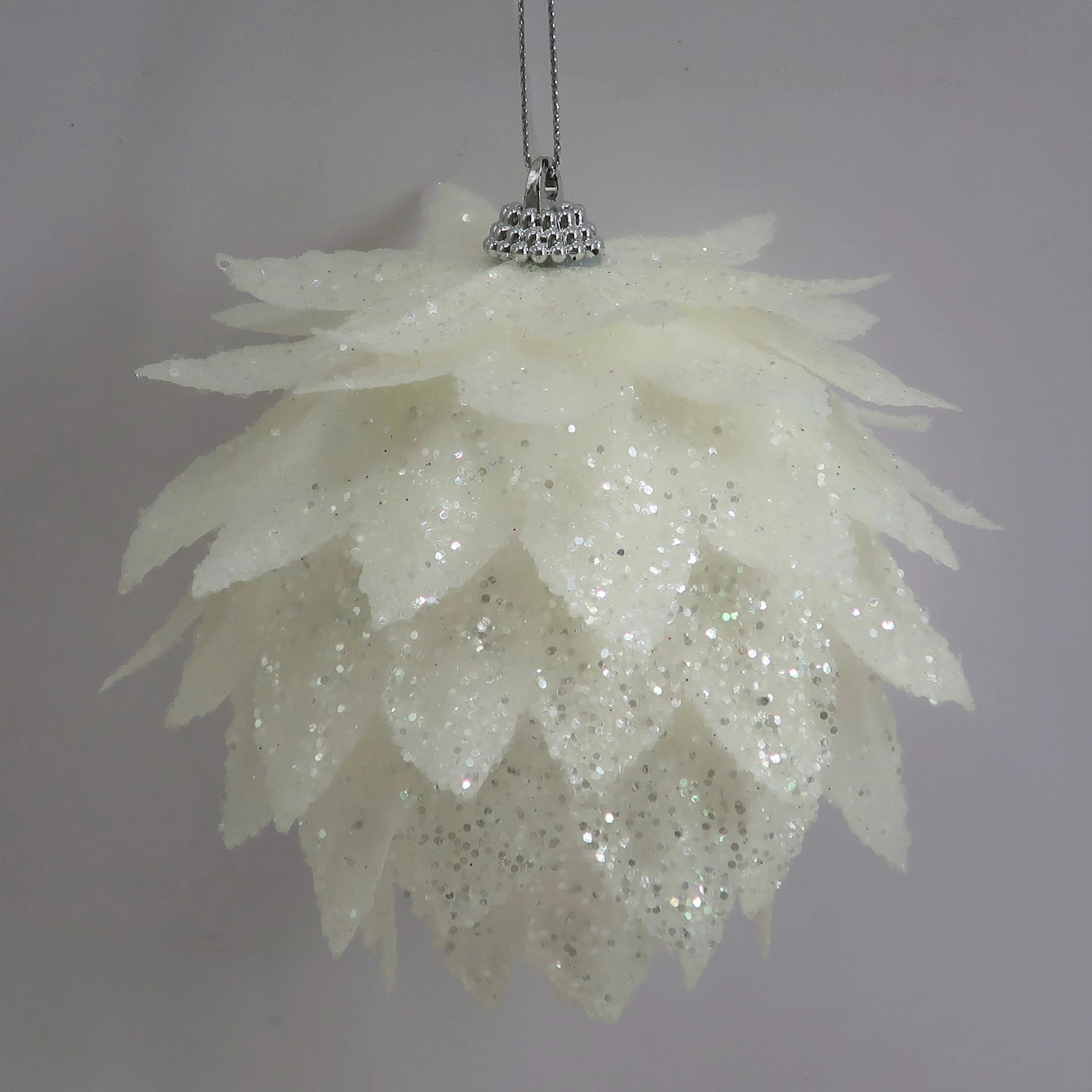 Holiday Time White Glitter Pinecone Ball Ornament | Walmart (US)