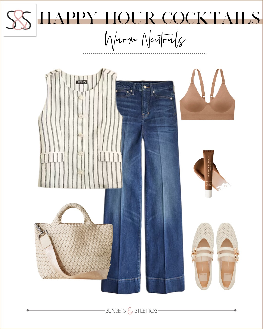 A relaxed top with wide leg jeans and Mary Jane flats and a neutral tote bag is a great work outfit! Perfect for after work drinks too!

Sunsets and Stilettos, workwear, date night 

#LTKFindsUnder50 #LTKWorkwear #LTKOver40