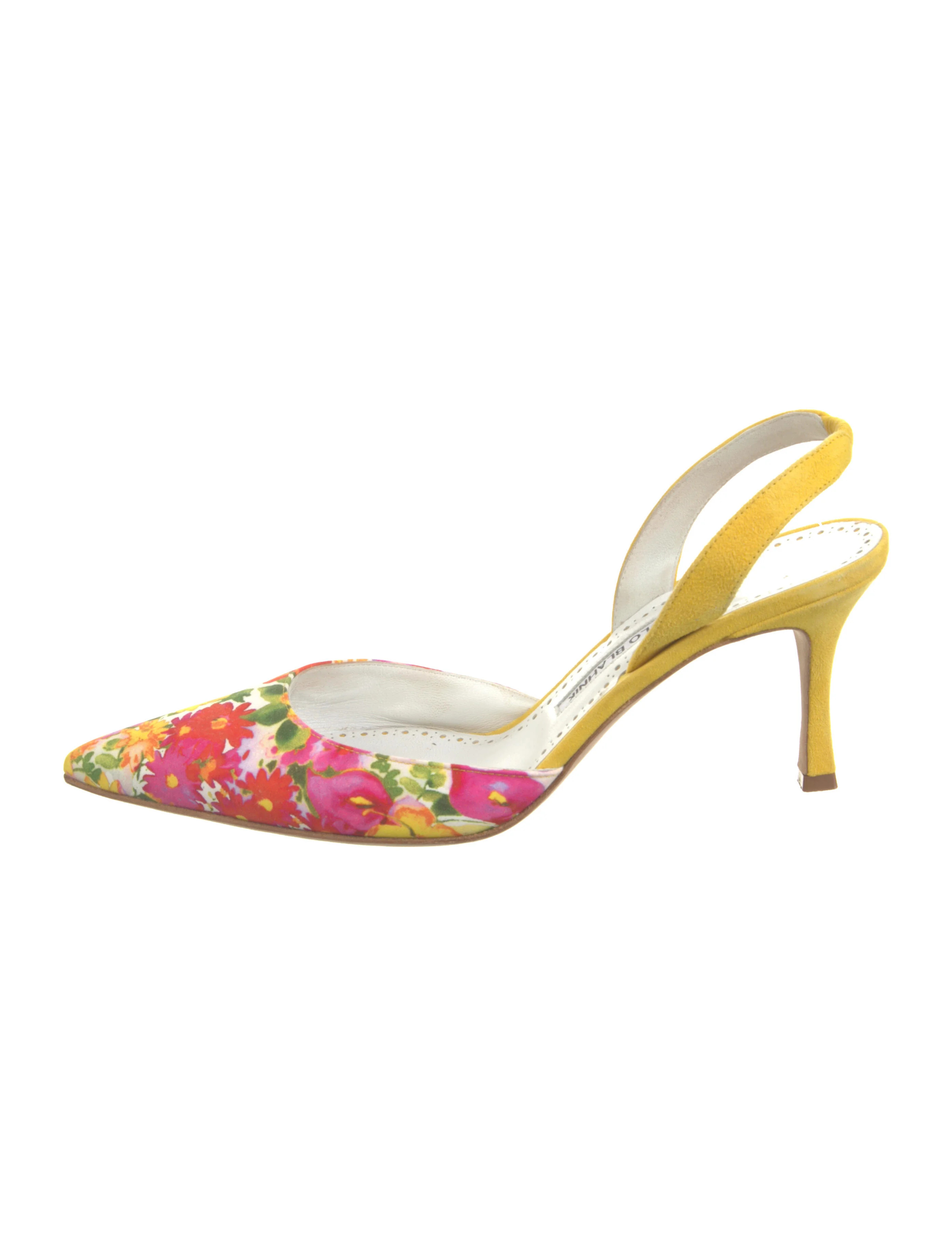 Satin Floral Print Slingback Pumps | The RealReal