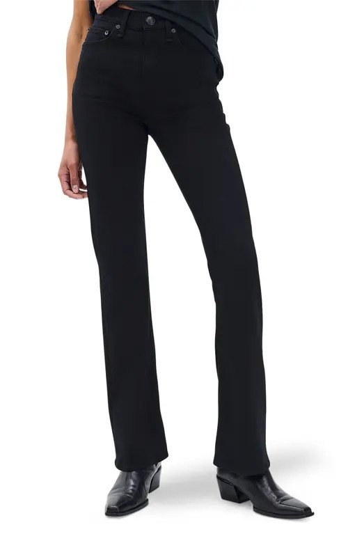 rag & bone Flexi Peyton Mid Rise Full Length Bootcut Jeans in Black at Nordstrom, Size 25 | Nordstrom