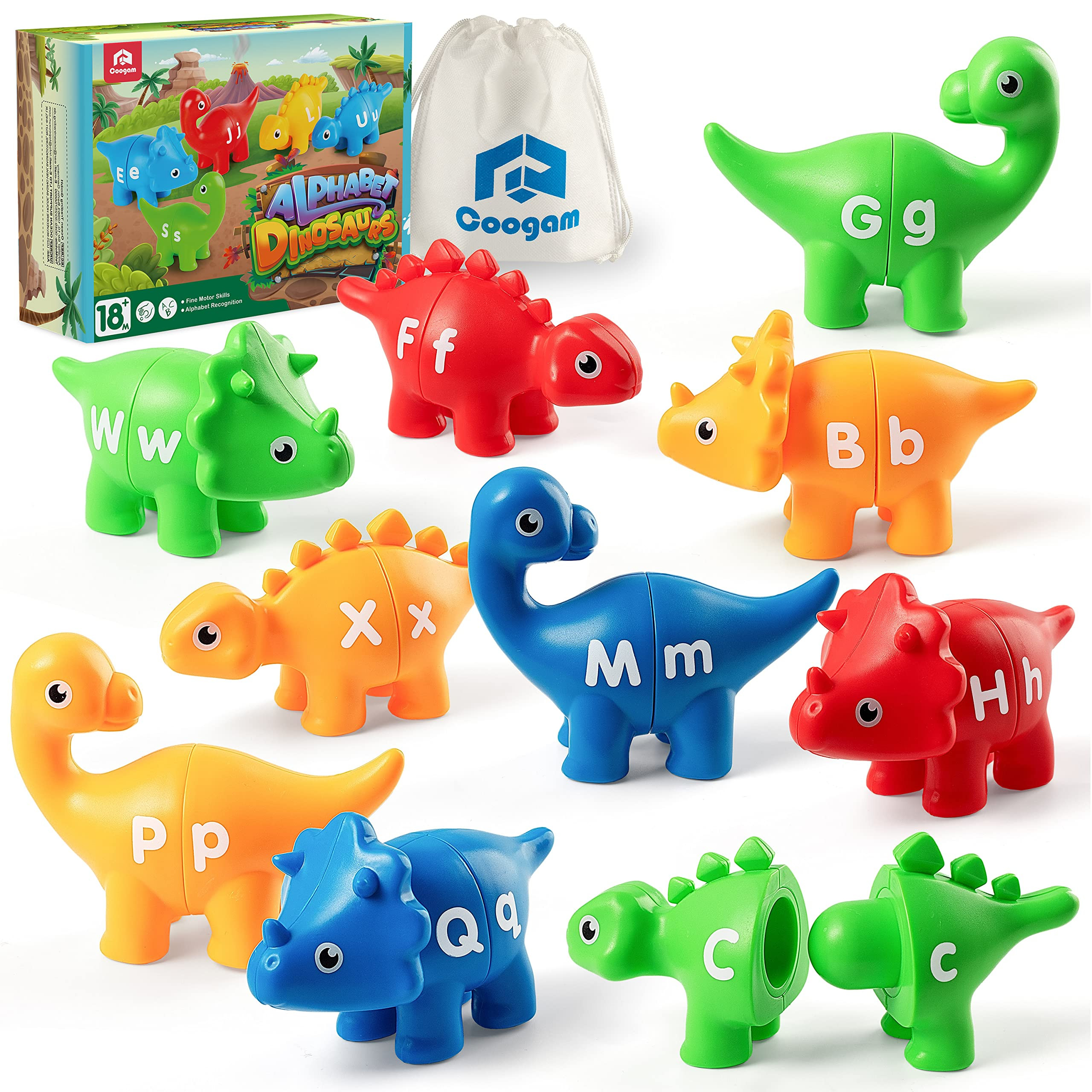 Coogam Matching Letters Fine Motor Toy, 26 PCS Double-Sided ABC Dinosaur Alphabet Match Game with... | Amazon (US)