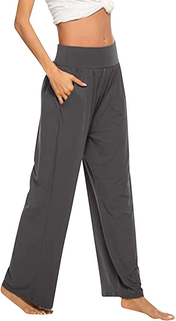 DUOWEI Petite Pants for Women Womens Yoga Sweatpants Comfy Loose Casual Wide Leg Joggers Pants wi... | Amazon (US)