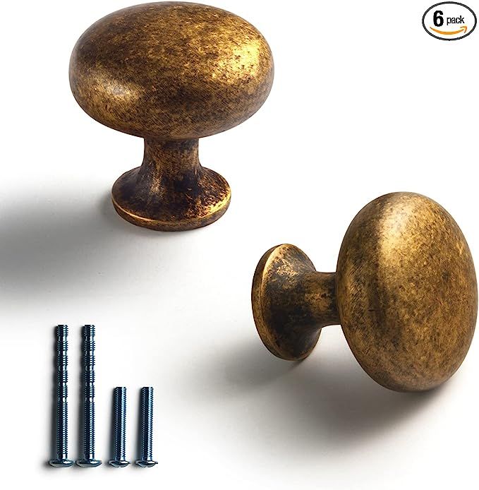 Goo-Ki Antique Brass Zinc Alloy Cabinet Knobs - Single Hole Center Affordable Luxury Cabinet Pull... | Amazon (US)