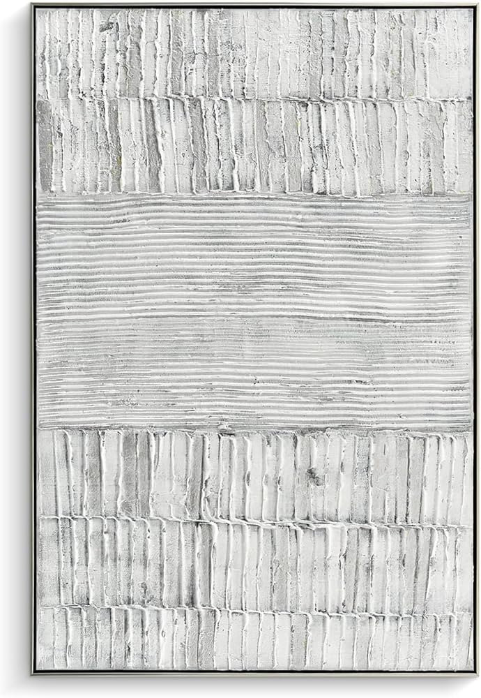 Creoate Framed Wall Art, Abstract 100% Hand Painted 3d Texured Canvas Print Artwork Large Size Wh... | Amazon (US)