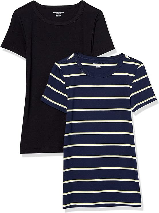 Amazon Essentials Women's Slim-Fit Short-Sleeve Crewneck T-Shirt, Pack of 2 | Amazon (US)