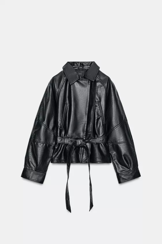 FAUX LEATHER PEPLUM JACKET | Zara US
