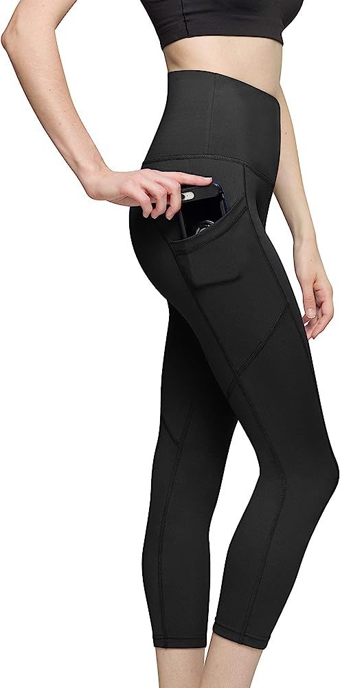 BROOKLYN + JAX Womens High Waist Leggings with 3 Pockets – Tummy Control Yoga Workout Pants –... | Amazon (US)