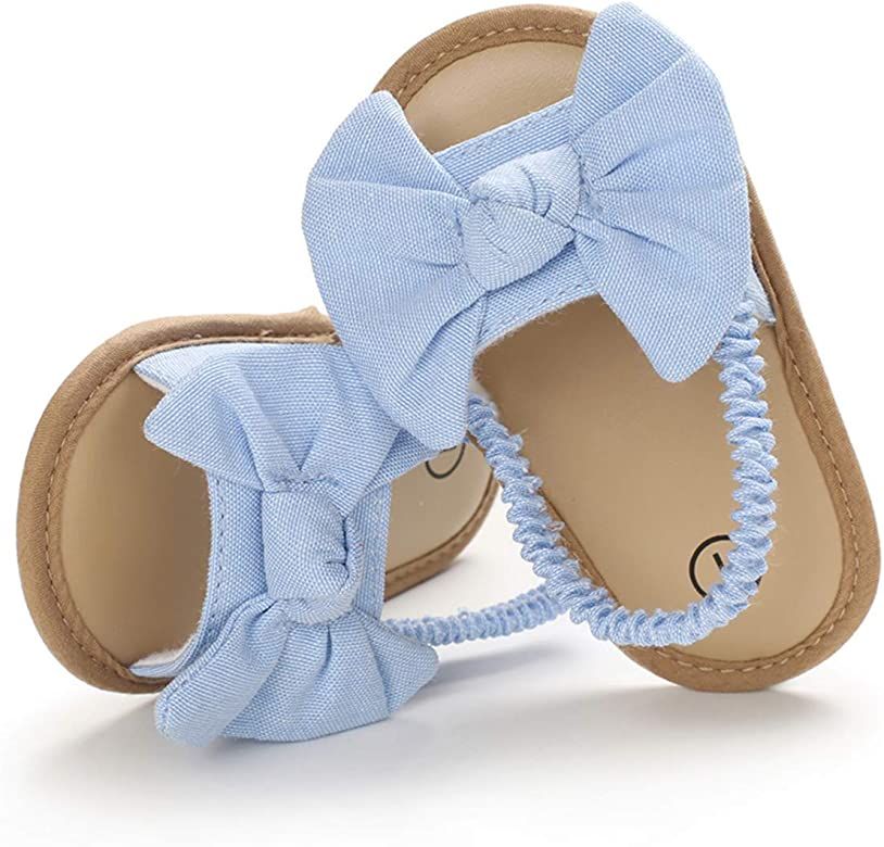 COSANKIM Infant Baby Girls Summer Sandals with Flower Soft Sole Newborn Toddler First Walker Crib Dr | Amazon (US)