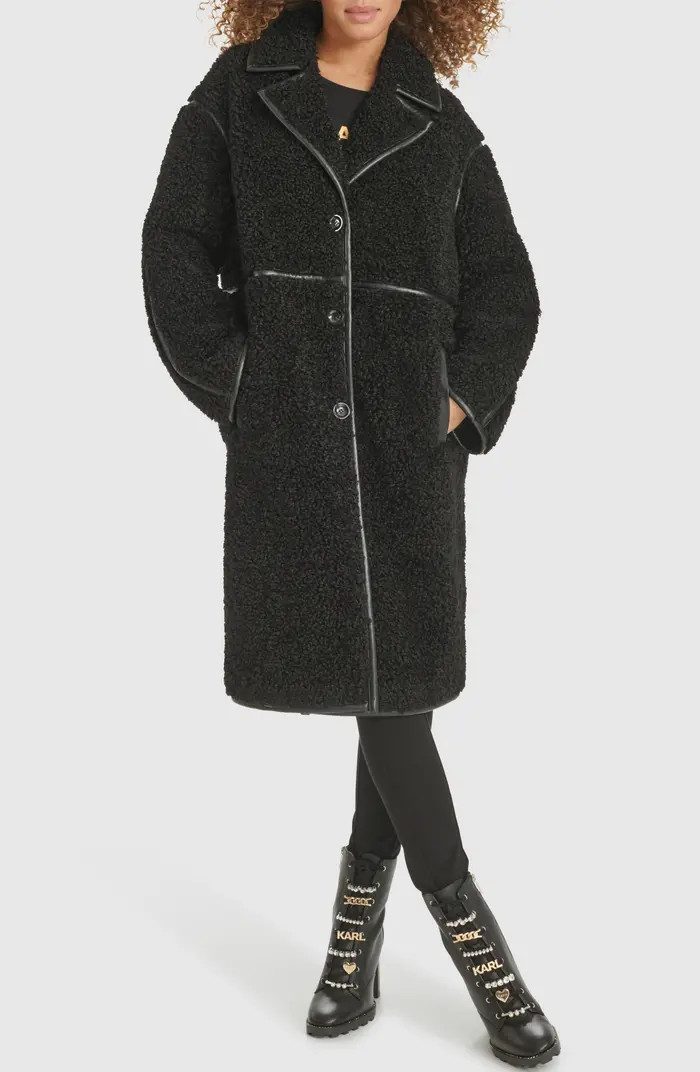 KARL LAGERFELD Faux Shearling Coat | Nordstrom | Nordstrom