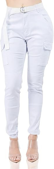 TwiinSisters Women's High Waist Slim Fit Jogger Cargo Camo Pants for Women with Matching Belt | Amazon (US)