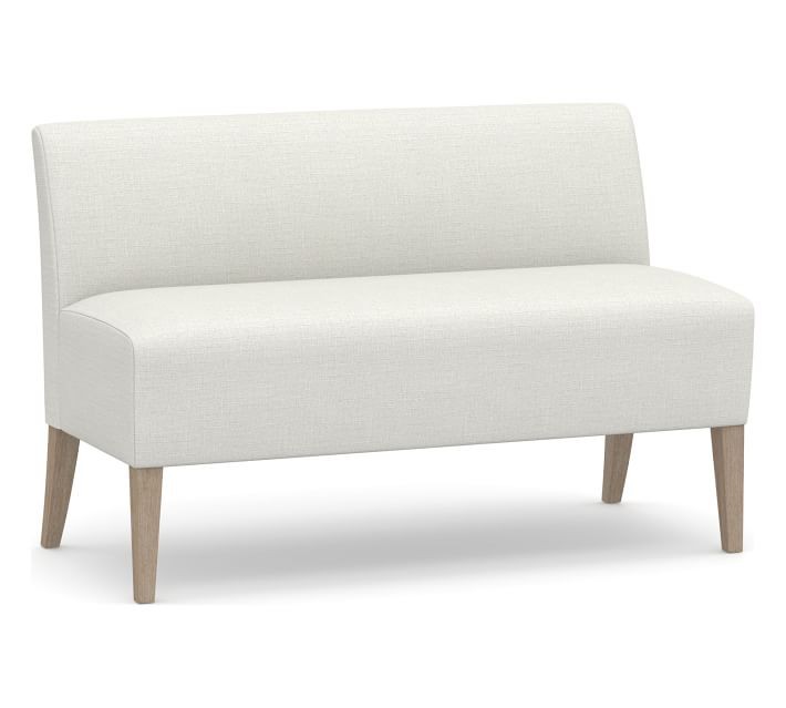 Modular Upholstered Banquette, Seadrift Leg, Basketweave Slub Ivory | Pottery Barn (US)