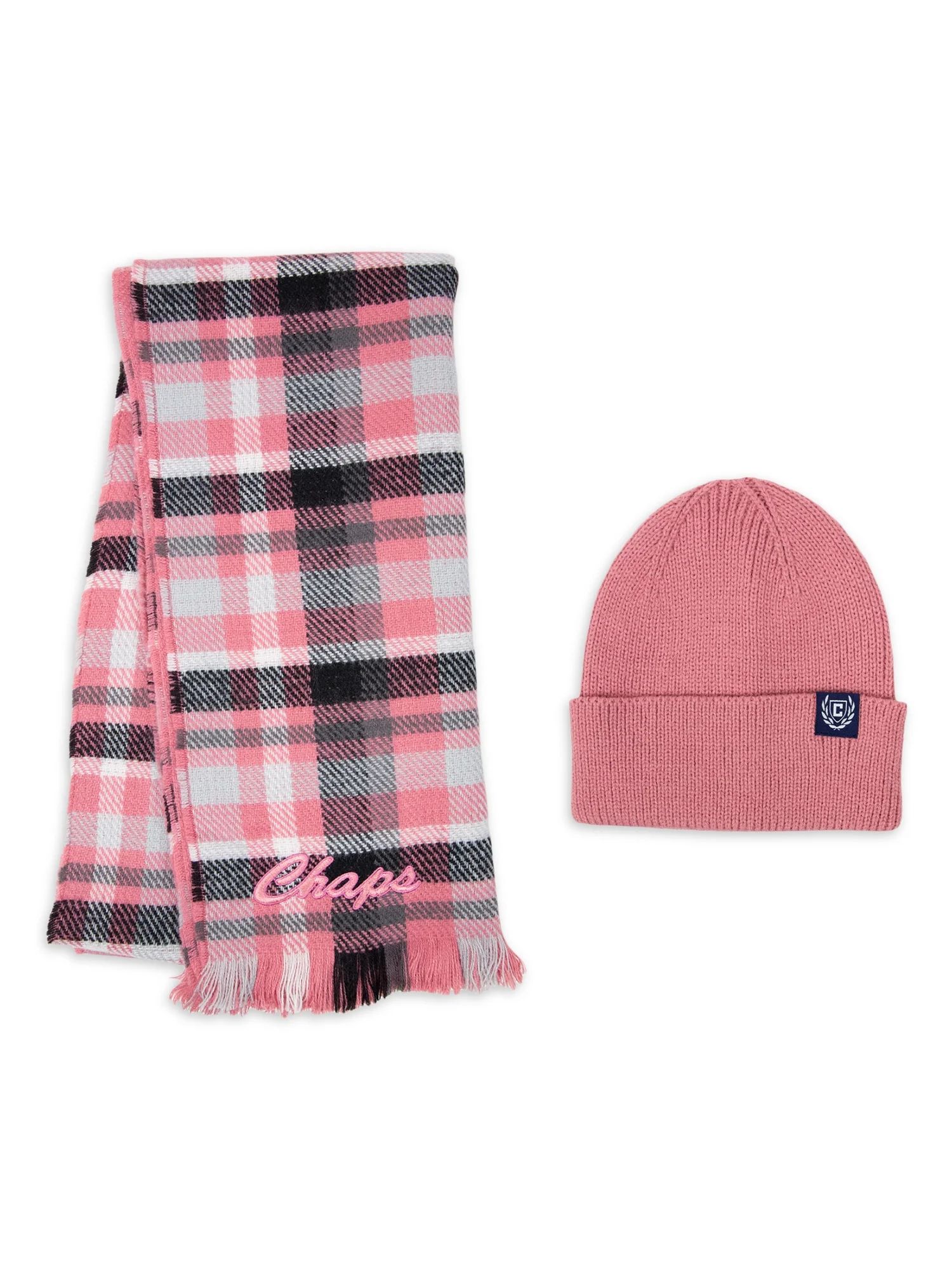 Chaps Women's Reversible Scarf with Beanie Hat, 2-Piece | Walmart (US)