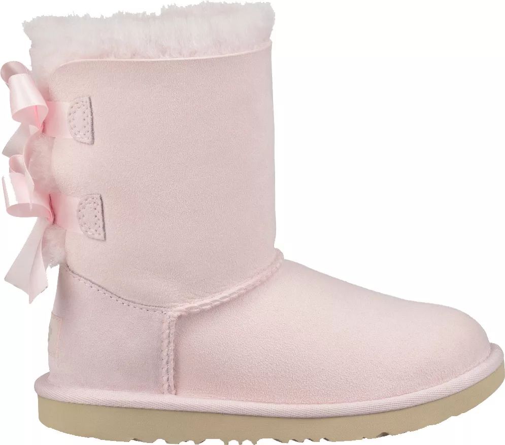 UGG Kid's Bailey Bow II Sheepskin Boots, Kids Unisex, Size: 2.0, Pink | Dick's Sporting Goods