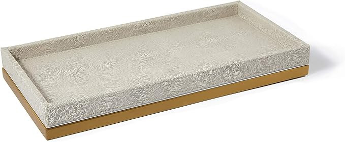 Ivory Faux Shagreen Leather Decorative tray, Vanity tray, Bathroom tray, Organizer Tray for Dress... | Amazon (US)
