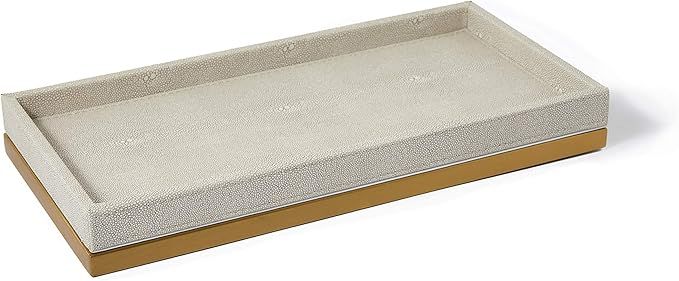 Ivory Faux Shagreen Leather Decorative tray, Vanity tray, Bathroom tray, Organizer Tray for Dress... | Amazon (US)