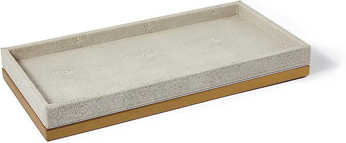 Ivory Faux Shagreen Leather Decorative tray, Vanity tray, Bathroom tray, Organizer Tray for Dress... | Amazon (US)