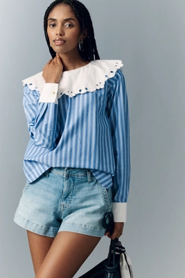 Maeve Eyelet Collared Blouse | Anthropologie (US)