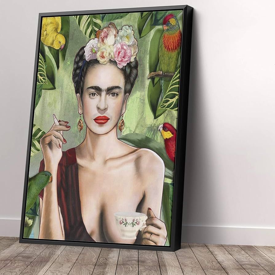 Frida Kahlo Con Amigos - Tea Cup & Birds Jungle & Frida Kahlo Canvas Art Wall Art Home Decor (18i... | Amazon (US)
