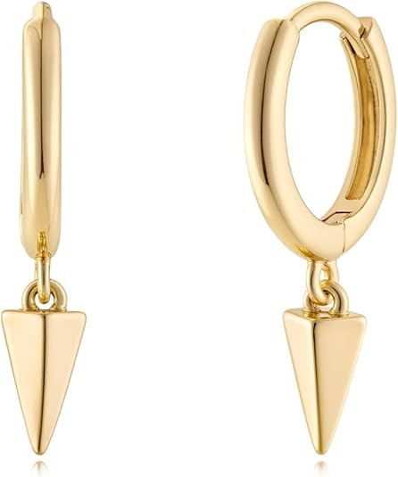 MYEARS Women Earrings Gold Huggie Hoop Dangle Drop 14K Gold Plated Small Simple Hypoallergenic Ev... | Amazon (US)