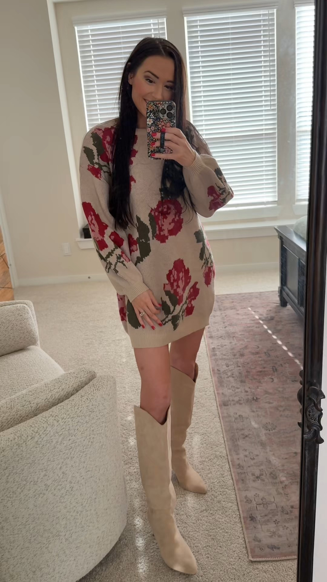 Sweater dress but make it unique and fun! Perfect with leggings or without and paired with the cutest boots! 