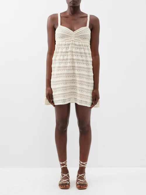 Gucci - Sweetheart-neck Cotton-blend Crochet Mini Dress - Womens - Cream | Matches (UK)