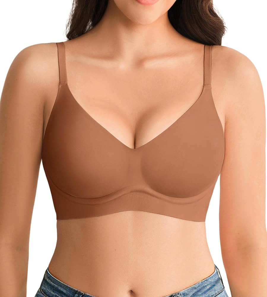 Jelly Bras for Women No Underwire - Wireless Seamless Padded Bralette, Full Coverage Back Smoothi... | Amazon (US)