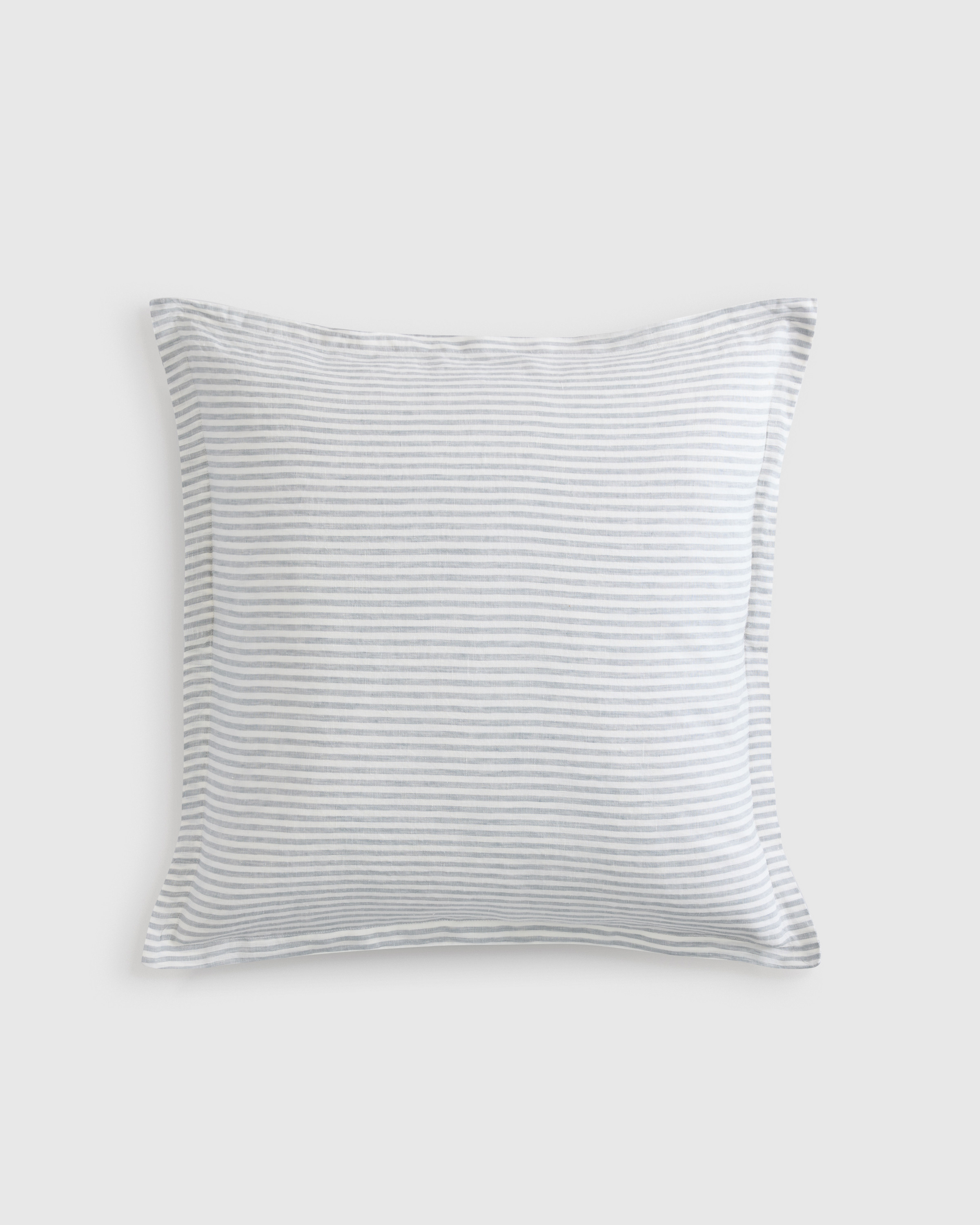 Quince | European Linen Stripe Euro Sham in Mist/White Stripe, Size Euro | Quince