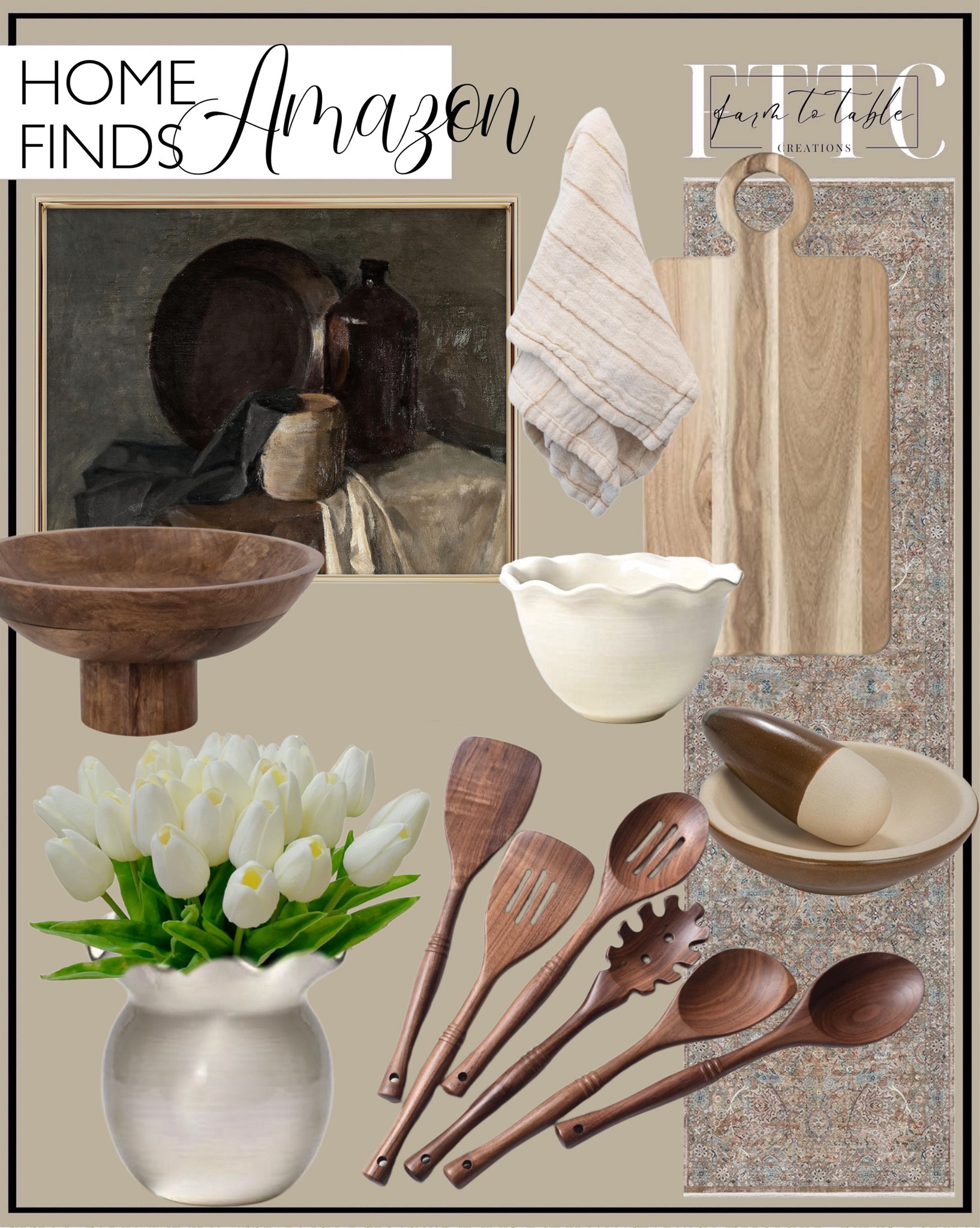 Amazon Home Finds. Follow @farmtotablecreations on Instagram for more inspiration.

Signature White Ruffle Vase. Coton Colors Signature White Ruffle 6in Bowl. Bloomingville Rectangular Acacia Wood Cutting Board Tray with Circle Handles, Natural. Bloomingville Mango Wood Footed, Walnut Finish Bowl. Bloomingville Square Double Cotton, Cream and Taupe Patterned Set of 4 Napkins. Vintage Still Life Wall Art - Antique Art Prints for Home Decor - Rustic Farmhouse Botanical Floral. Bloomingville, Brown Stoneware Mortar and Pestle with Reactive Glaze, Cream, Small. Gudamaye 12 inch Black walnut Wooden Utensils for Cooking. Well Woven Asha Collection Elegant Beige & Blue Oriental 3x10 Runner Rug. Mandy's 28pcs Cream Artificial Tulip Silk Fake Flowers. Amazon Home Finds. Amazon Decor. Affordable Home Decor. Amazon Kitchen Finds. GOODSTART Ceramic White Rabbit. 



#LTKFindsUnder50 #LTKSaleAlert #LTKHome