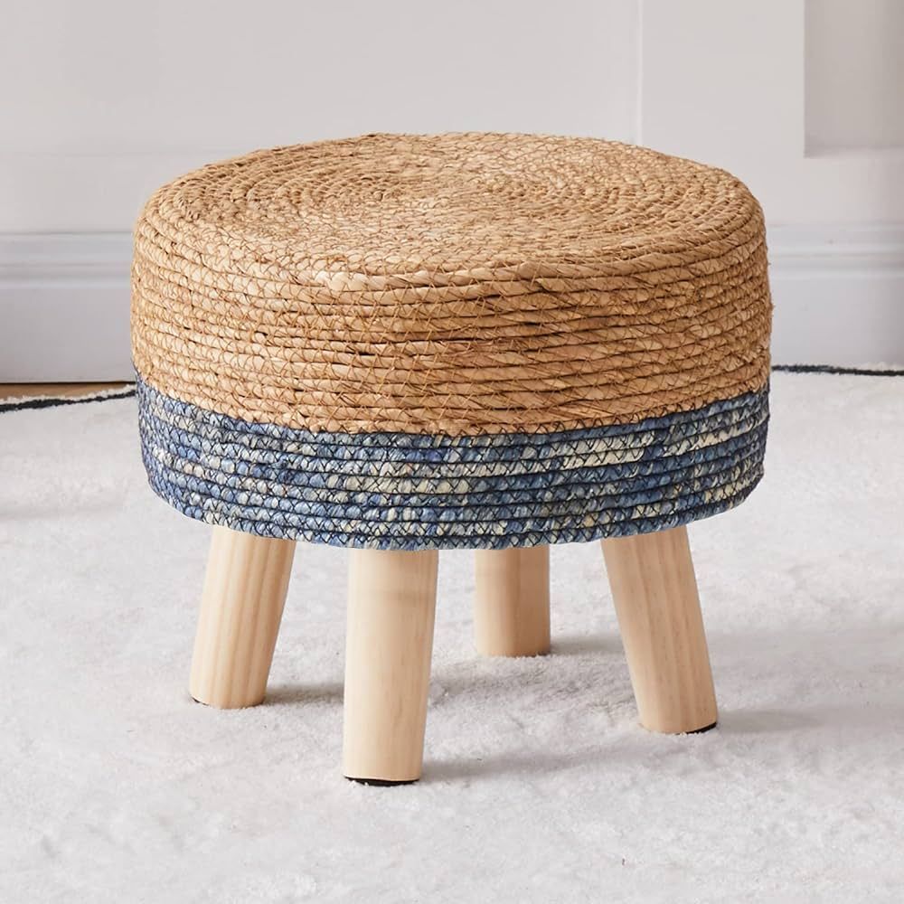 Cpintltr Foot Stool Natural Seagrass Hand Weave Poufs Round Ottoman for Couch Desk Soft Step Stoo... | Amazon (US)