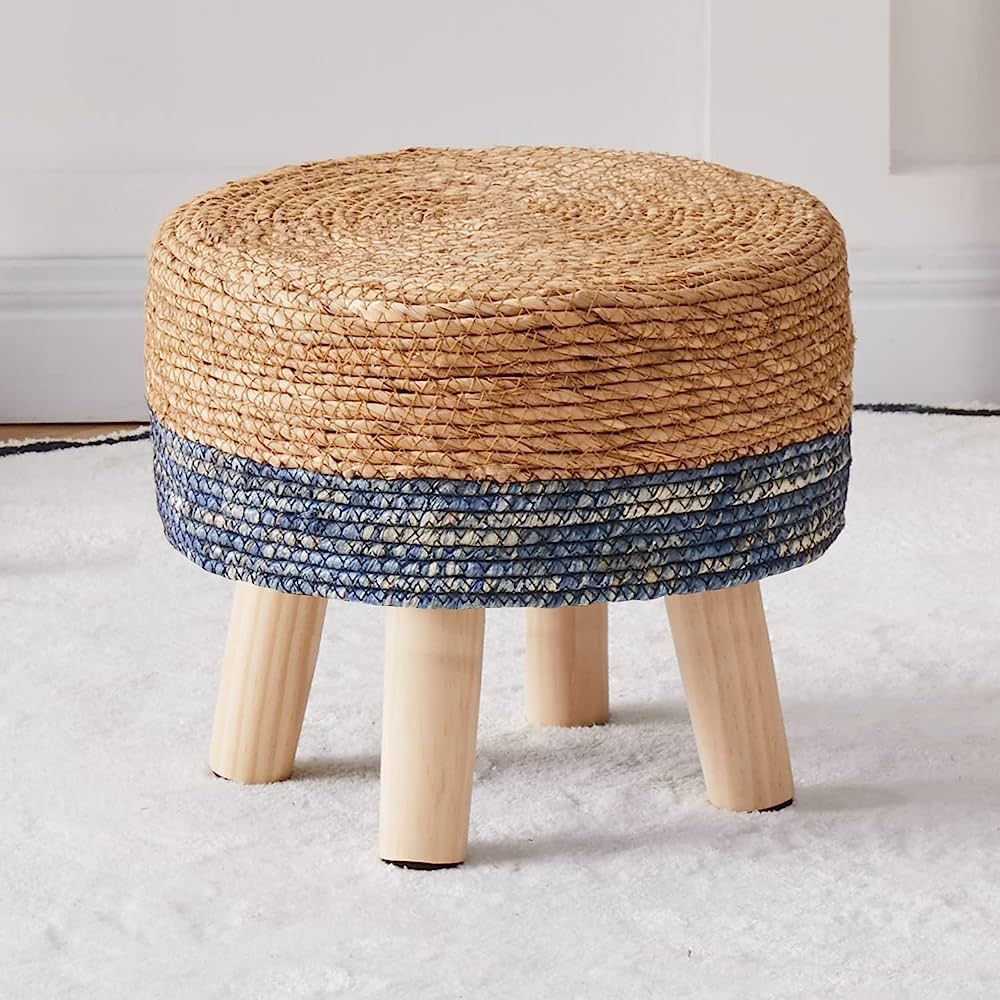 Cpintltr Foot Stool Natural Seagrass Hand Weave Poufs Round Ottoman for Couch Desk Soft Step Stoo... | Amazon (US)