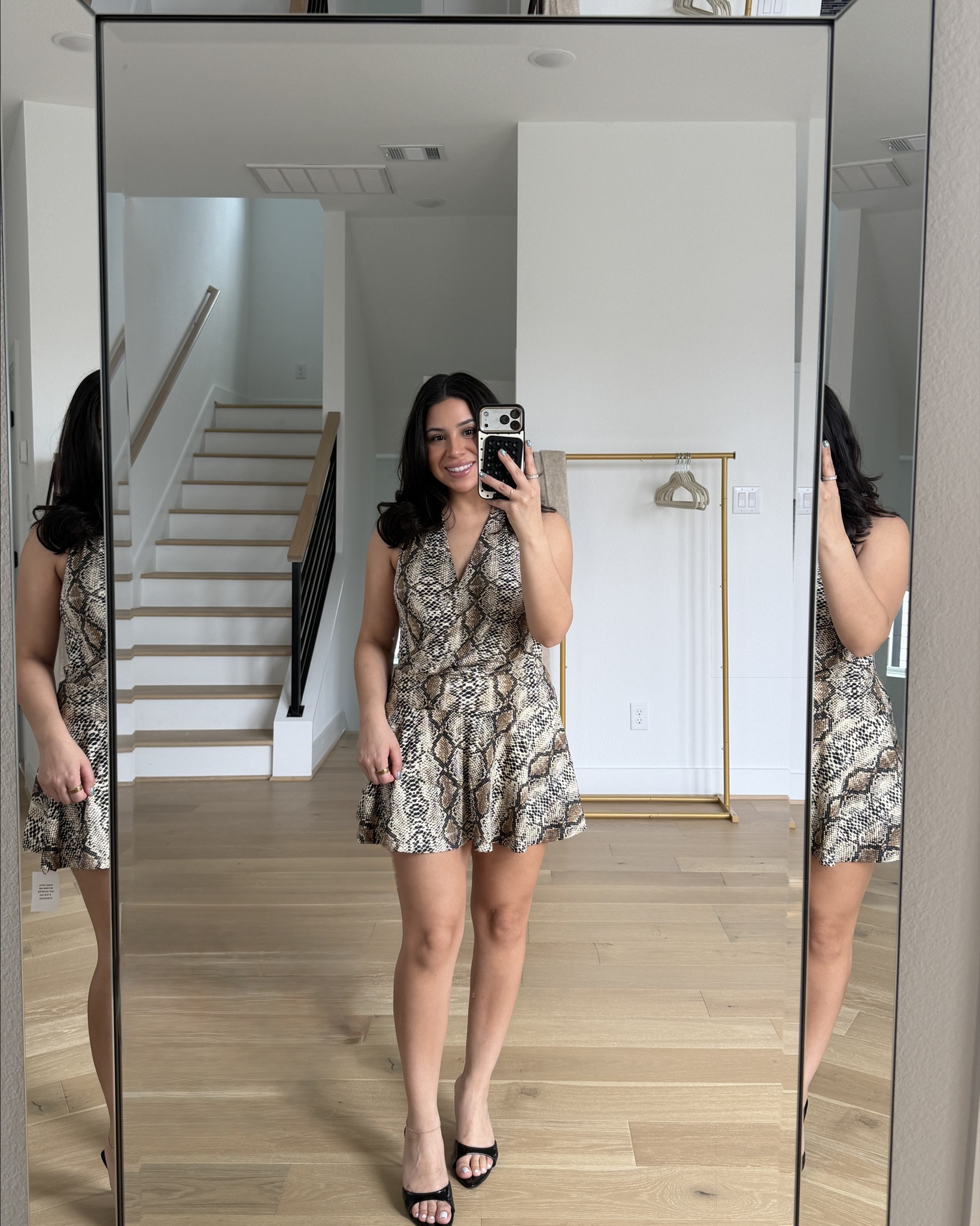 Snakeprint dress: small
Khaki skirt: 28
Khaki jacket: small
Black top: small
Black skirt: medium 
Beige zip jacket: small
Beige skort: medium 
Leopard print dress: small
Brown skirt: 28 
Suede pants: 28
Heels: 6.5

#LTKgrwm #LTKSpringSale #LTKootd