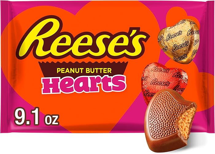 REESE'S Chocolate Peanut Butter Creme Hearts, Valentine's Candy Bag, 9.1 oz | Amazon (US)