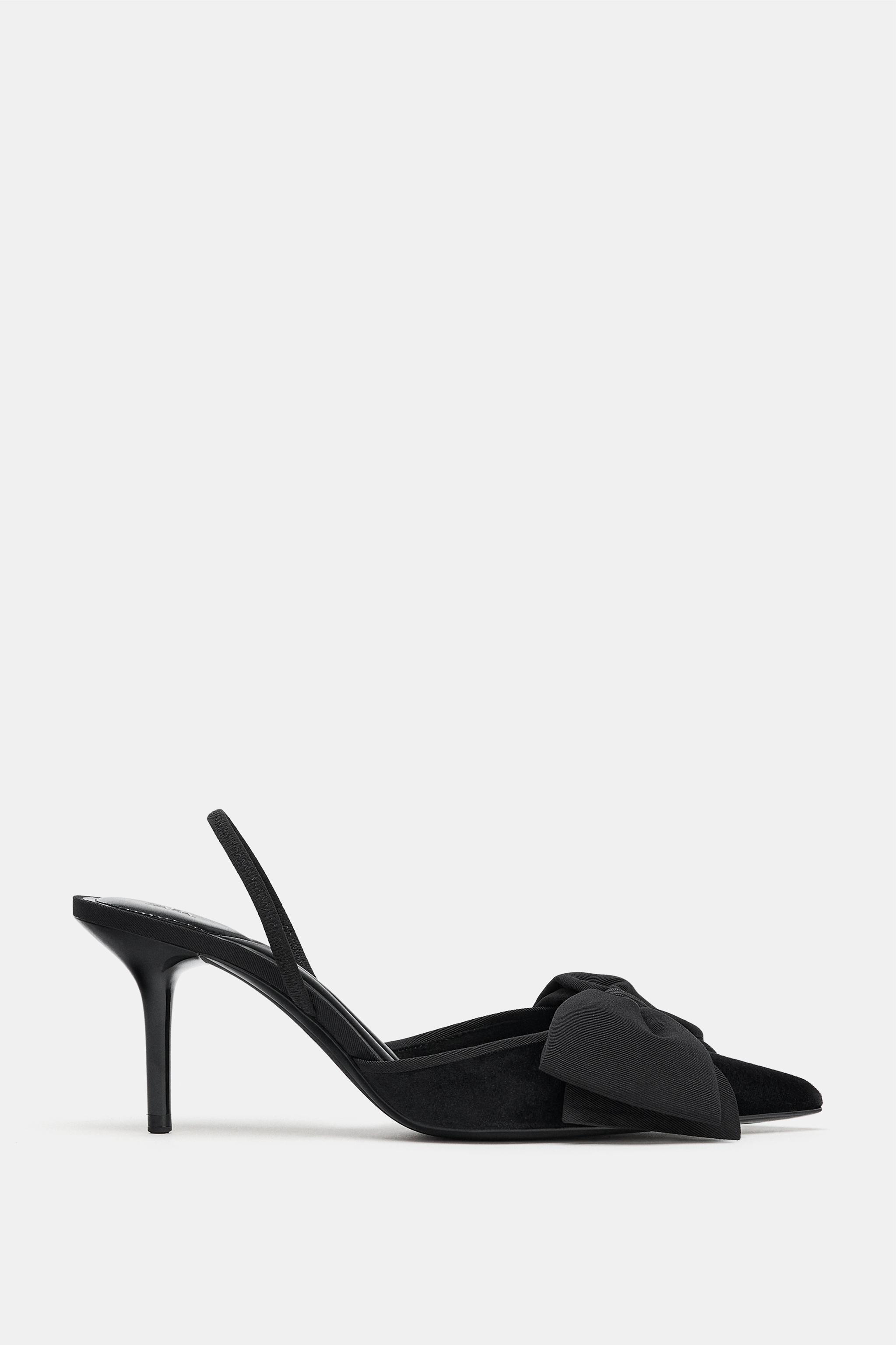 VELVET SLINGBACK SHOES WITH BOW | Zara UK